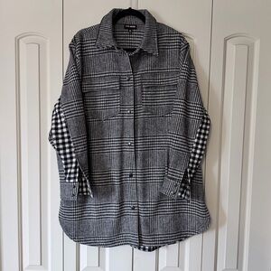 Steve Madden Black and White Plaid Oversized Shacket